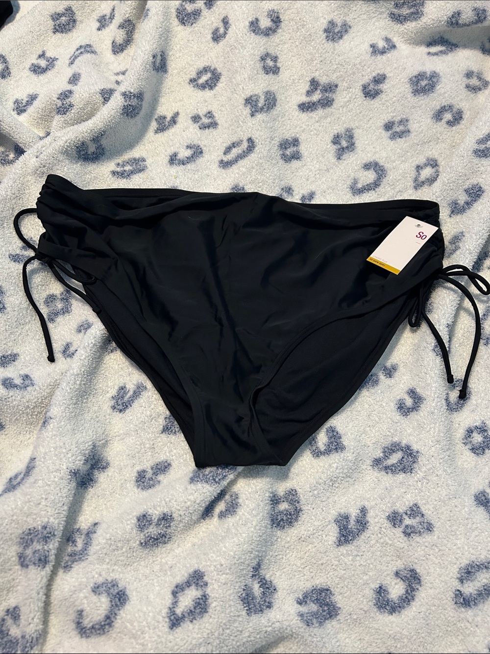 SO Black Juniors Plus Swim Bottoms with Side Tie 3x